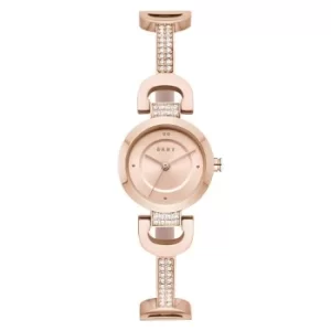 Image of DKNY Ladies Reade Rose Gold Tone Crystal Bracelet Watch