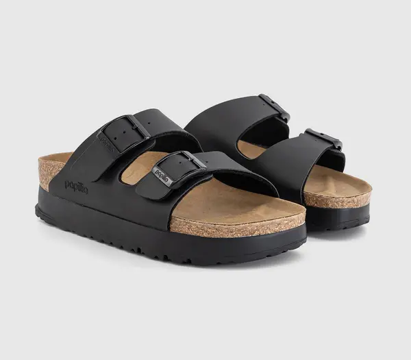 Image of Birkenstock Womens Arizona Platform Flex Sandals Black, 7