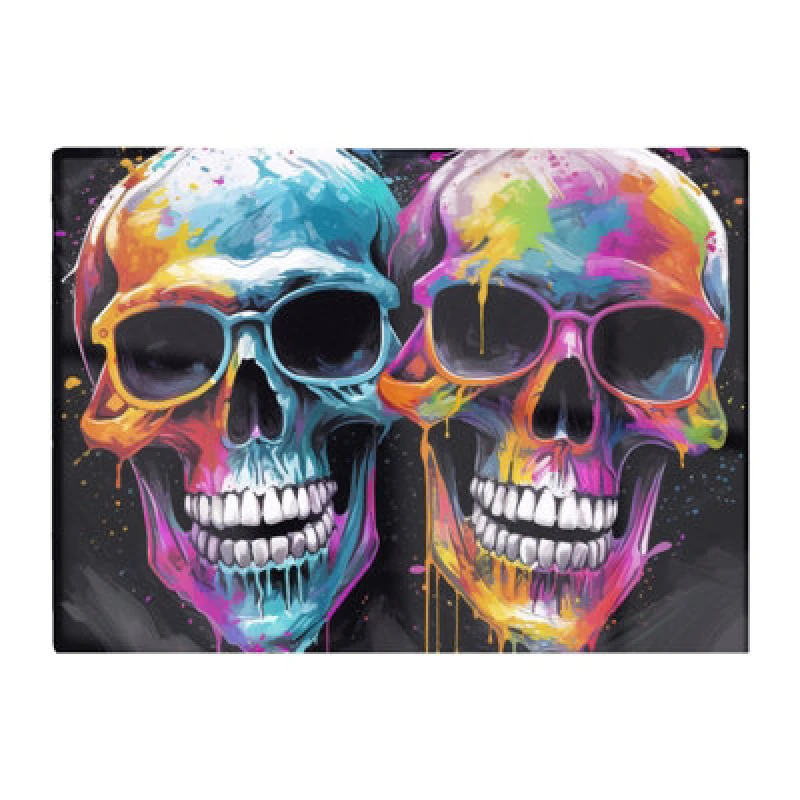 Image of Warren Reed Designer Splashart Happy Skeletons In Glasses Chopping Board