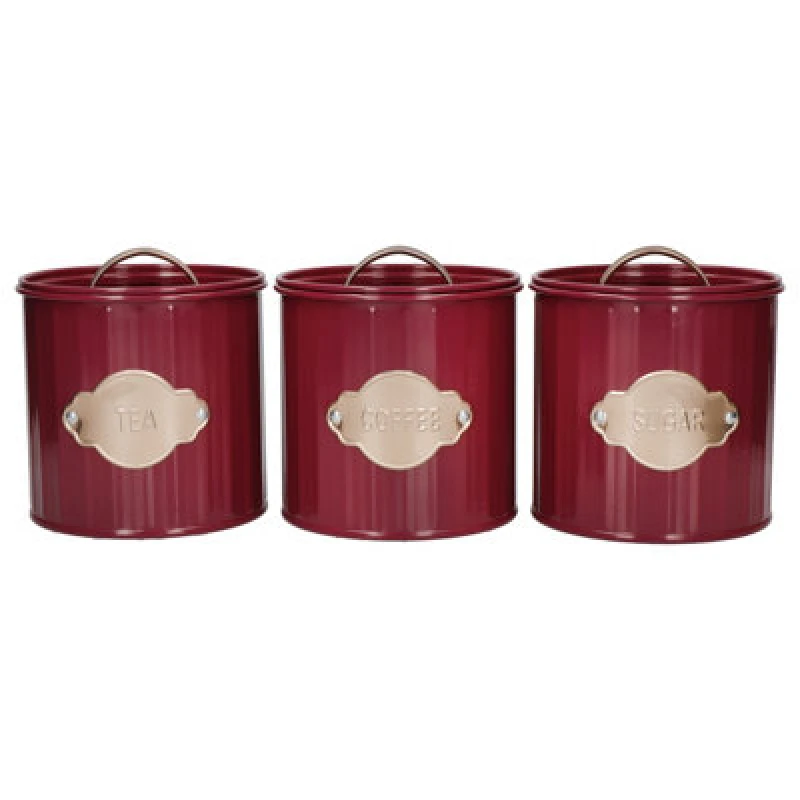 Image of Kitchencraft 3 Piece Tea, Coffee and Sugar Canisters Set Purple unisex