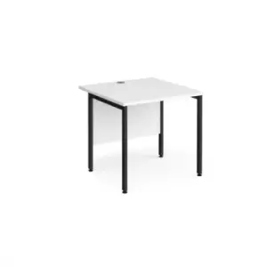 Image of Office Desk 800mm Rectangular Desk With H-Frame Leg White Tops With Black Frames 800mm Depth Maestro 25