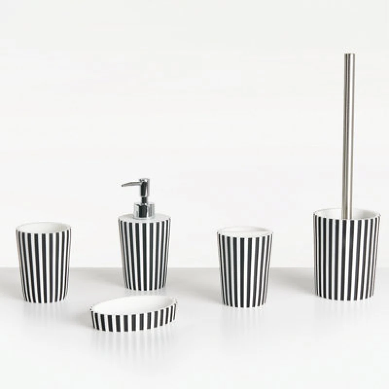 Image of Beliani 5 Piece Bathroom Accessories Set Lircay Black/ White