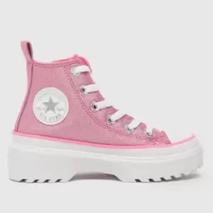 Image of Converse Pink All Star Lugged Lift Girls Junior Trainers
