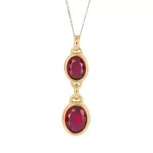 Image of Fuchsia Nano Crystal Double t Yellow Gold Drop Pendant P5200P