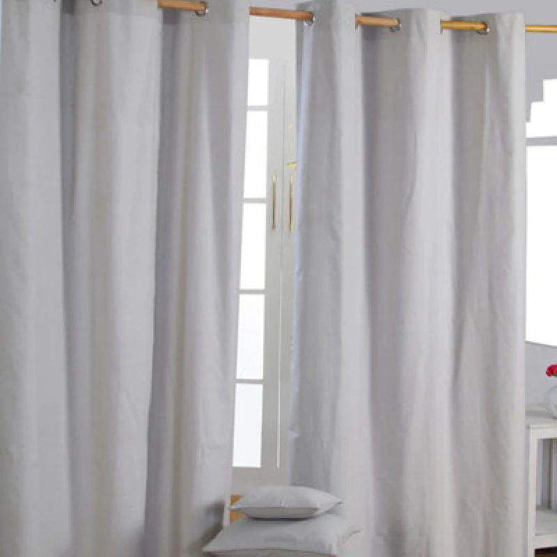 Image of Homescapes Plain Off Grey Cotton Eyelet Curtains 137 X 228 Cm