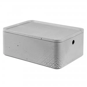 Image of 8L Curver Beton Rectangular Storage and Lid Grey