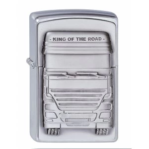 Image of Zippo Unisex Adult Truckers King Of The Road Emblem Windproof Lighter Chrome
