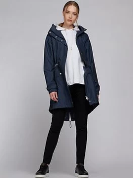 Image of Barbour International Suzuka Showerproof Longline Jacket - Blue Size 8, Women