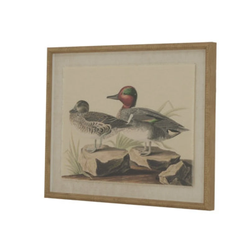 Image of Flora & Fauna Collection Teals On Linen In Beaded Frame