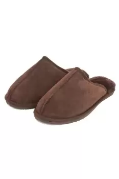 Image of Eastern Counties Leather Unisex Adults Sheepskin Lined Mule Slippers (9 UK) (Chocolate)