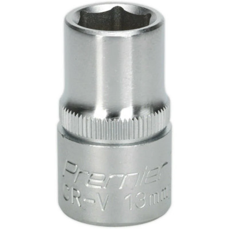 Image of Loops 13mm Steel Drive Socket - 1/2" Square Drive - Chrome Vanadium Wrench Socket Metallics