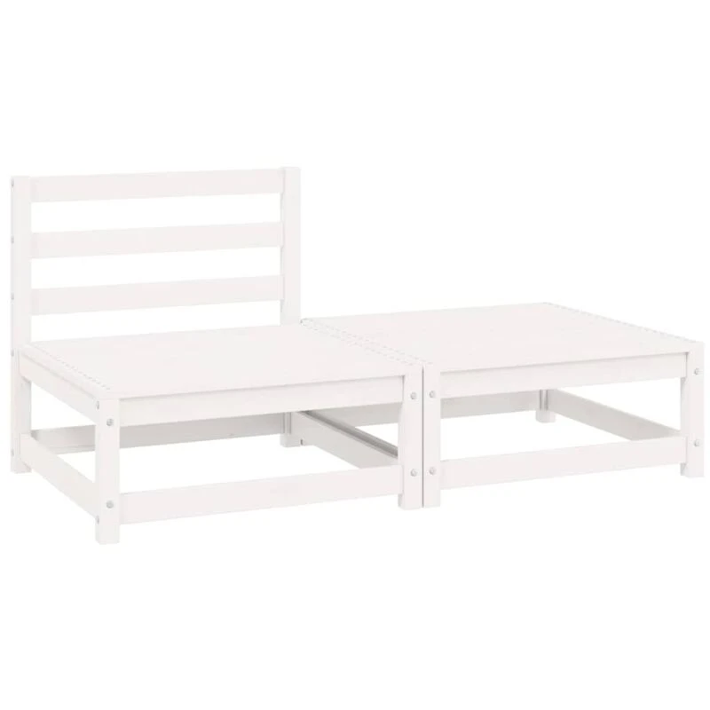 Image of MINKUROW 2 Piece Garden Lounge Set White Solid Pinewood vidaXL YX805696