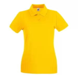 Image of Fruit Of The Loom Ladies Lady-Fit Premium Short Sleeve Polo Shirt (2XL) (Sunflower)