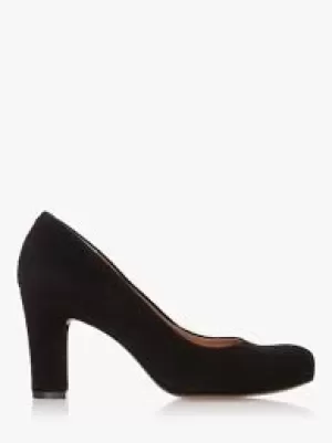 Image of Dune Black Suede 'Ashen T' Mid Block Heel Court Shoes - 3
