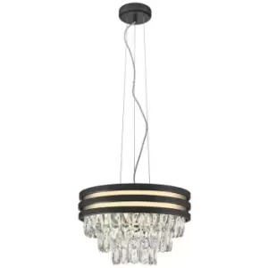 Image of Zumaline Naica Crystal Pendant Ceiling Light, Matt Black, Metal, Clear, 4x E14
