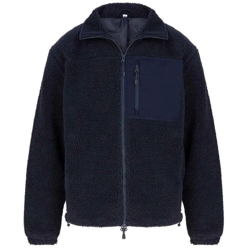 Image of Front Row Mens Sherpa Fleece Jacket in Navy Size: XS Navy Male XS