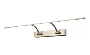 Image of Large 2 Arm Wall Lamp, Picture Light, 1 x 16W LED, 3000K, 1200lm, Satin Nickel