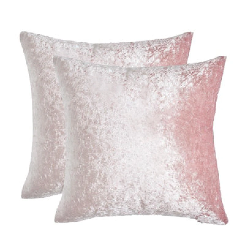 Image of OHS OHS Luxury Crushed Velvet Set of 2 Cushion Covers Plain in Baby Pink Baby Pink One Size Unisex 5027434150175