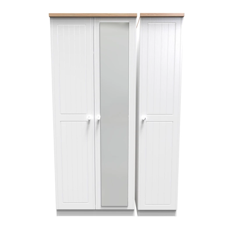 Image of Ready Assembled 2 U Norton Triple Mirror Wardrobe (Ready Assembled) in White Size: Large White Unisex Large