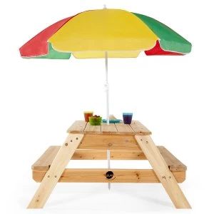 Image of Plum Childrens Rectangular Picnic Table with Colourful Parasol