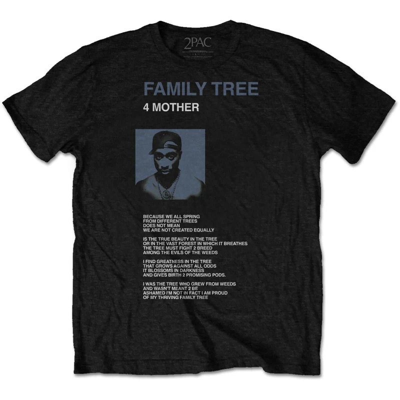 Image of Tupac Shakur Tupac Shakur Men Family Tree Cotton T-Shirt in Black Size: Medium Black M Male 5063377380712