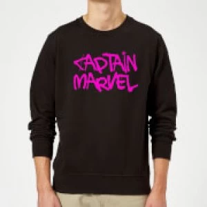 Image of Captain Marvel Spray Text Sweatshirt - Black