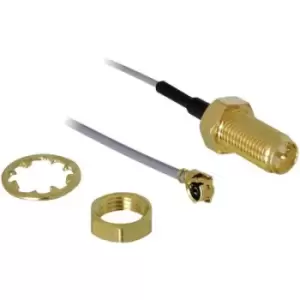 Image of Delock WiFi aerials Cable extension [1x IPEX plug - 1x RP-SMA socket] 30.00cm Grey gold plated connectors