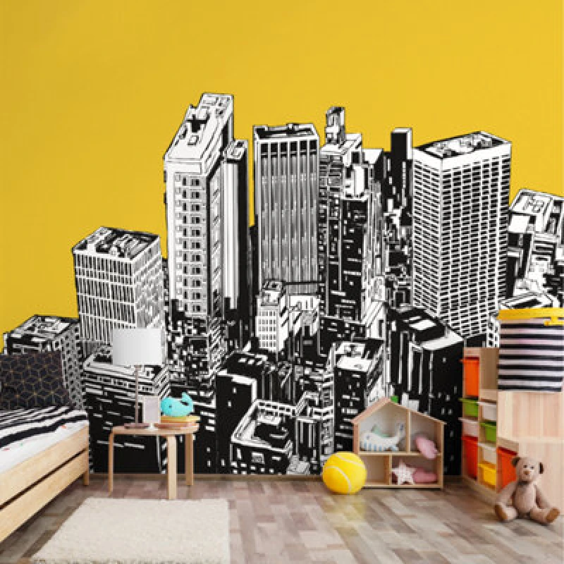Image of Origin Murals Urban City Skyscrapers Yellow Gold Matt Smooth Paste The Wall Mural 300Cm Wide X 240Cm High