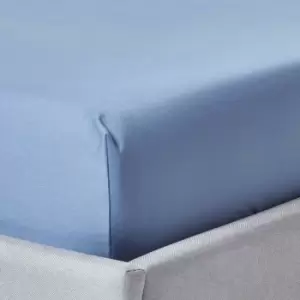 Image of Air Force Blue Egptian Cotton Fitted Sheet 1000 Thread Count, Small Double - Air force blue - Air force blue - Homescapes