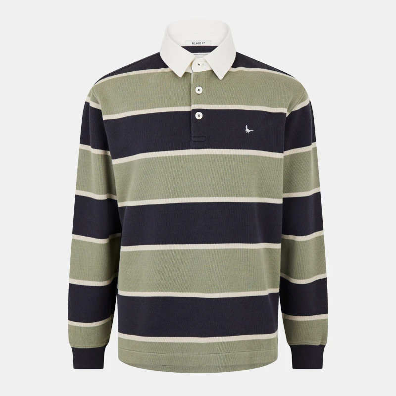 Image of Jack Wills Mens Stripe Crew Sweatshirt Smokey Olive male L