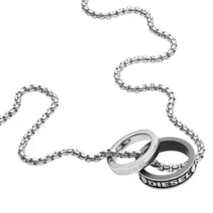 Image of Mens Diesel Stainless Steel Stud Ring Pendant Necklace