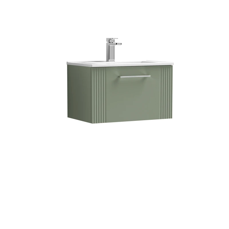 Image of Balterley 1 Drawer Wall Hung Vanity Unit Minimalist Basin Green 600mm Green