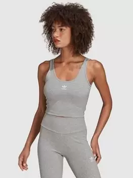 Image of adidas Originals Ribbed Tank Top - Medium Grey Heather, Size 6, Women