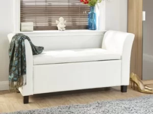 Image of GFW Verona White Upholstered Faux Leather Window Seat Flat Packed