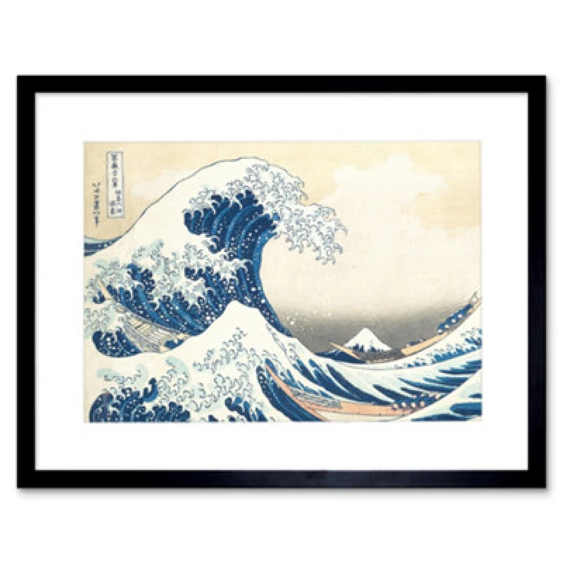 Image of Wee Blue Coo Hokusai Great Wave Off Kanagawa Japan Living Room 12X16" Framed Wall Art Print