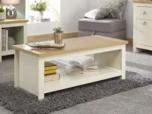 Image of GFW Lancaster Cream and Oak Coffee Table with Shelf Flat Packed
