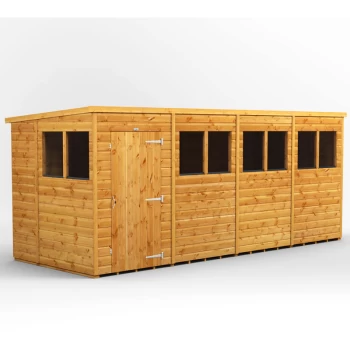 Image of 16x6 Power Pent Garden Shed - Brown