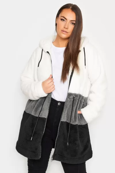 Image of Yours Yours Colour Block Tunic Fleece Grey, Size 22-24, Women