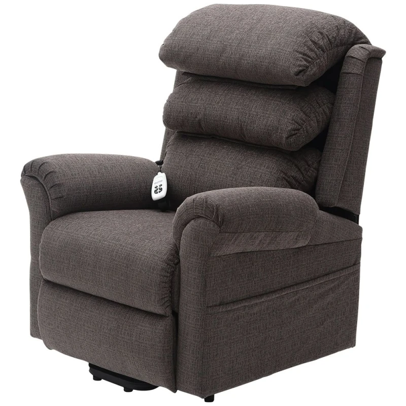 Image of Loops Dual Motor Rise and Recline Armchair - Waterfall Pillow - Mink Chenille Fabric Multi