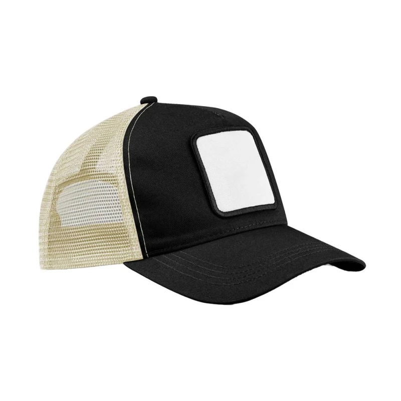 Image of Beechfield Mens Patch 5 Panel Trucker Cap in Black Male One Size