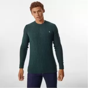Image of Jack Wills Marlow Merino Wool Blend Cable Knitted Jumper - Green