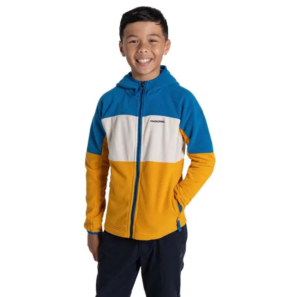Image of Craghoppers Boys Bindloe Full Zip Hooded Fleece Jacket 11-12 years - Chest 29.5-31' (75-79cm) Howl Black/Yellow CKA263B-H00-11