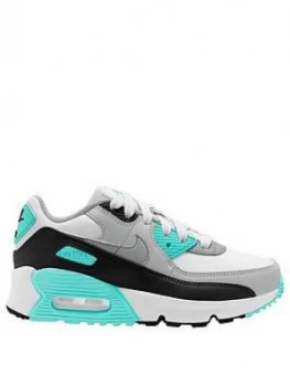 Image of Nike Air Max 90 Leather Childrens Trainers - White/Grey