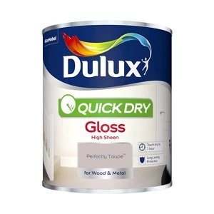 Image of Dulux Quick Dry Perfectly Taupe Gloss High Sheen Paint 750ml