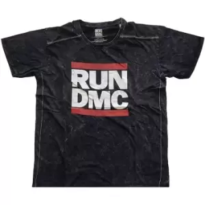 Image of Run DMC - Logo Unisex XX-Large Snow Wash T-Shirt - Black