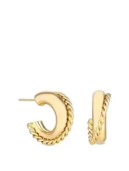 Image of Jon Richard Gold Plated Chunky Hoop And Twist Earrings, Yellow Gold, Women