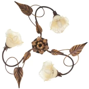 Image of AUTUNNO 3 Light Multi Arm Semi Flush Ceiling light Brown 68x20cm