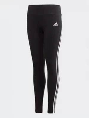 Image of adidas 3-stripes Cotton Leggings, Black/White, Size 7-8 Years, Women