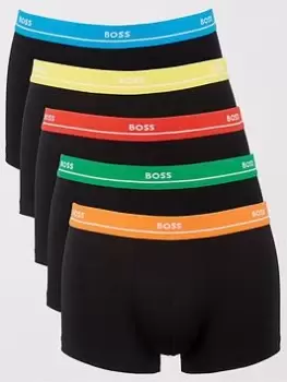 Image of BOSS 5 Pack Logo Trunks - Black , Multi, Size S, Men