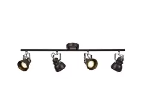 Image of Adjustable Bar Spotlight, 4 x GU10 (Max 10W LED), Oiled Bronze, Polished Chrome